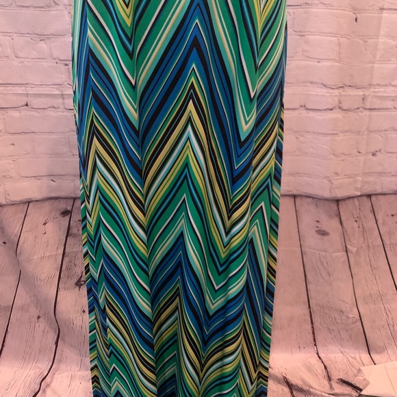 NWOT long multi colored chevron striped maxi dress. Green, yellow, blue. Sz XL - Picture 6 of 13